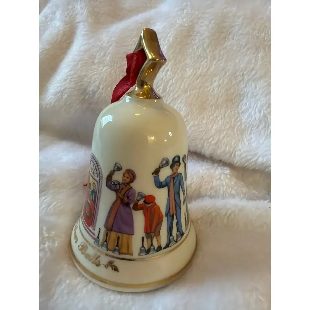 Lenox 1994 Musical Silver Bells Bell Christmas Ornament Porcelain Gold Trim